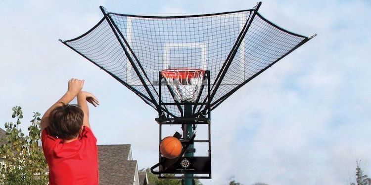 Black Hathaway Rebounder Basketball Return System with Heavy Duty Polyester Net 120 L x 60 W x 108 H 